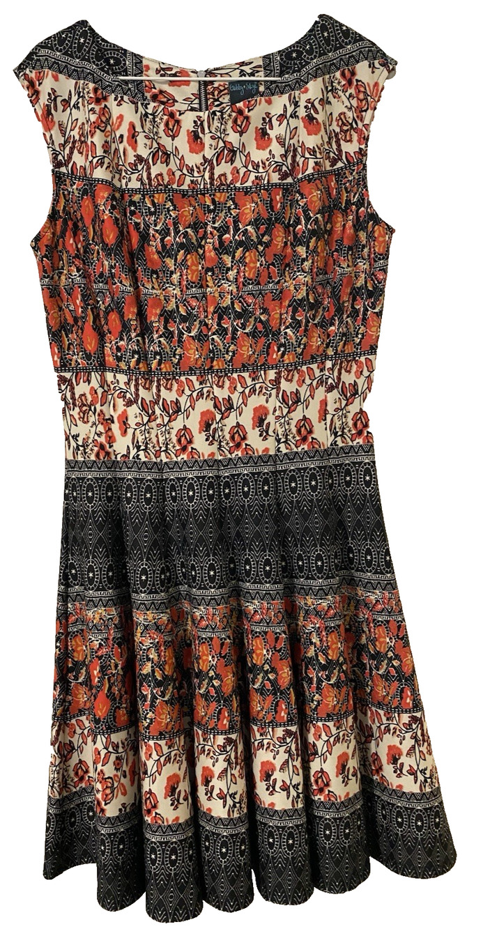 Gabby Skye Womens Boho Dress Size 10 Colorful Artsy Cottage Core Office Preppy
